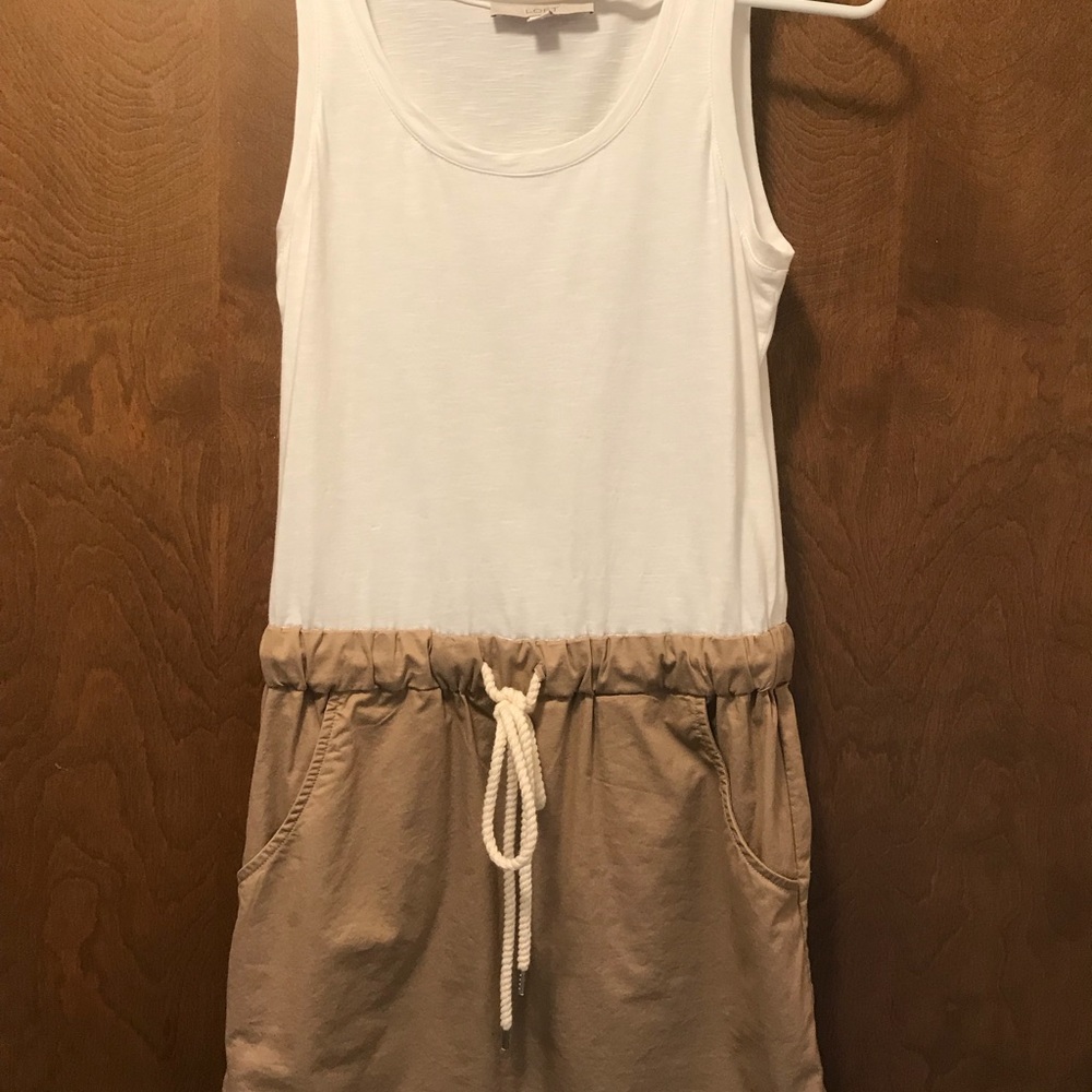 Loft khaki white dress